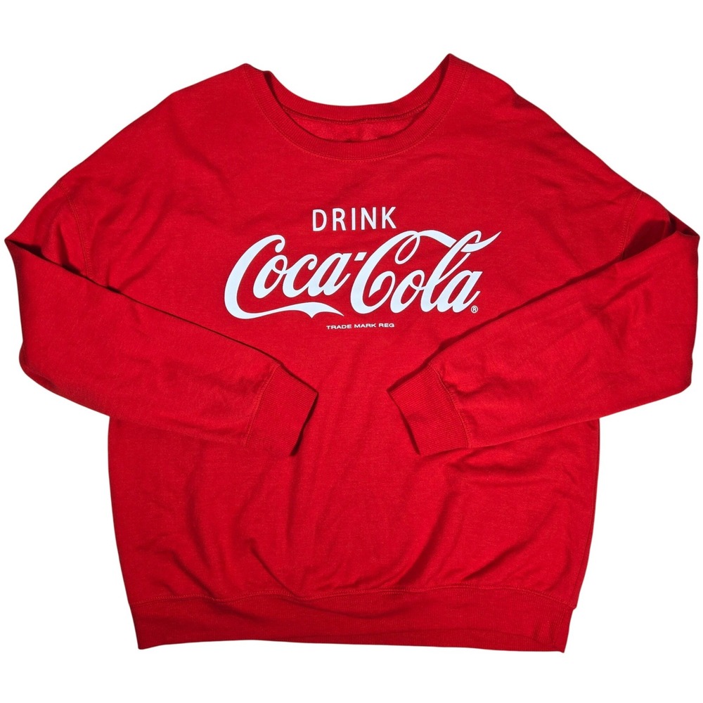 Coca-Cola Womens Red Graphic Sweatshirt Drink Coke Classic Logo Medium RN 117508